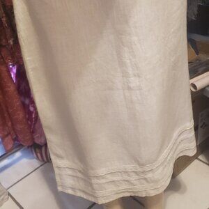 Karavan White 100% Linen Midi Skirt Size L